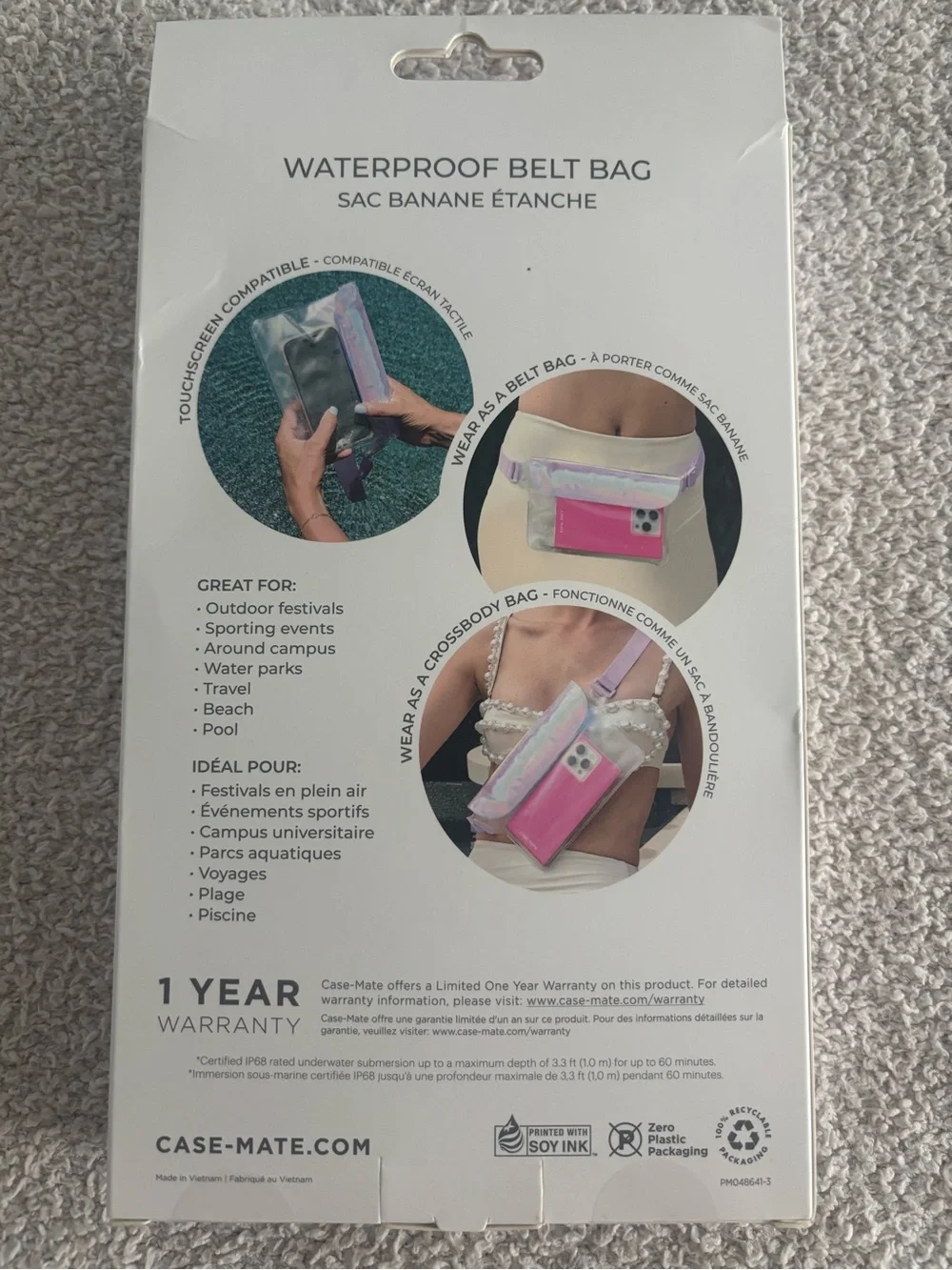 Case-Mate Waterproof Phone Belt Bag in soap bubble iridescent